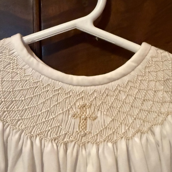 Charming Ivory Smocked Kids Dress - Picture 2 of 5
